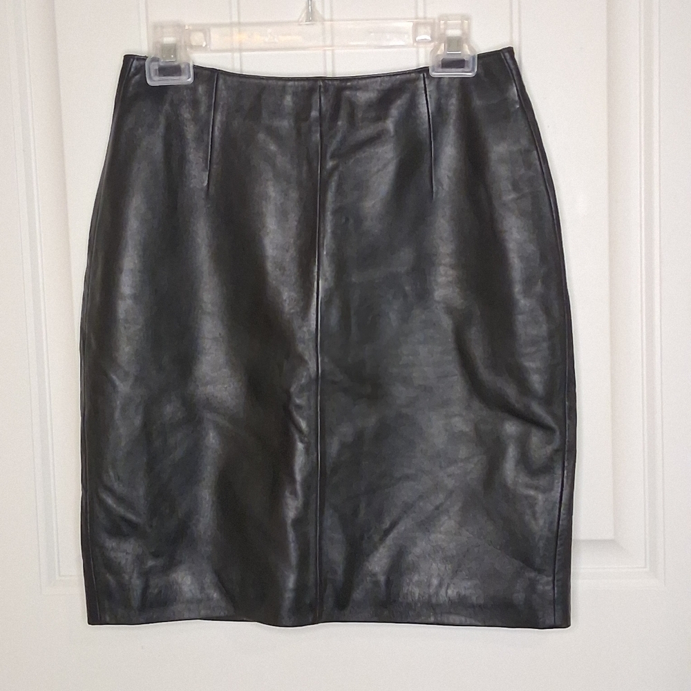 Venus Williams for Wilson's Leather Straight Pencil Mini Skirt Womens Sz 8 Black